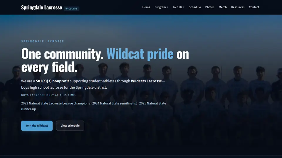 Homepage of Wildcats Lacrosse.